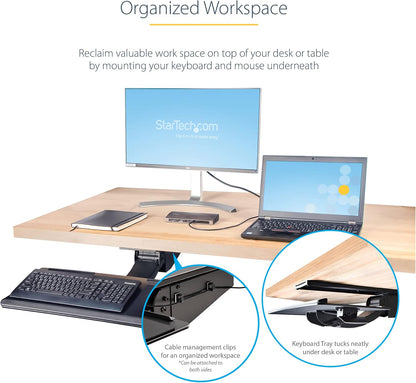 Under Desk-Mount Keyboard Tray, 26.4” Wide, Adjustable (KBTRAYADJ)