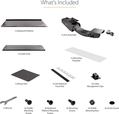 Under Desk-Mount Keyboard Tray, 26.4” Wide, Adjustable (KBTRAYADJ)