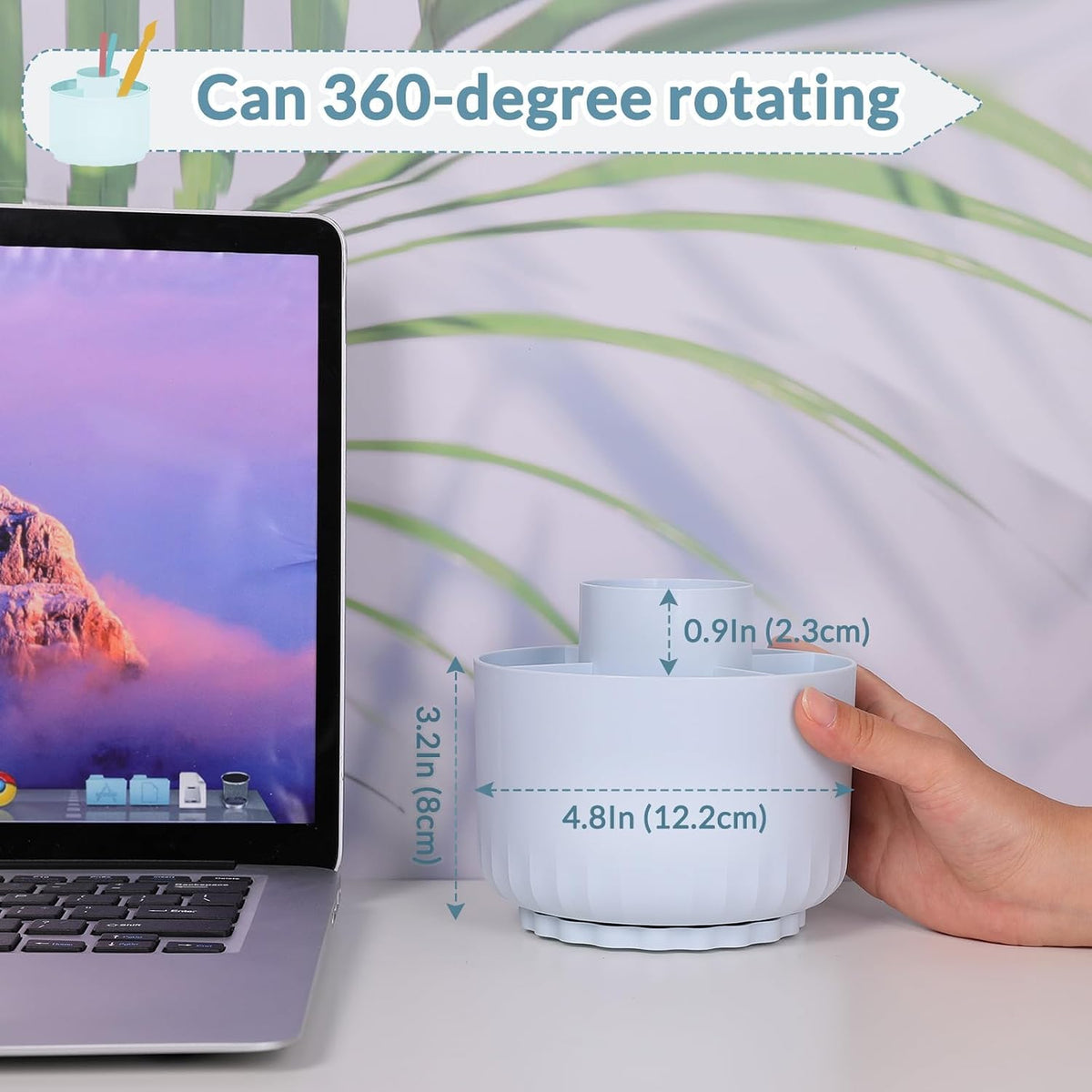 360 Degree Rotating Pencil Pen Holder for Desk, Dual-Purpose Desk Organizer, Rotating Pencil Cup with 5 Slots, Office Supplies, Desk Decor for Office, School, Home