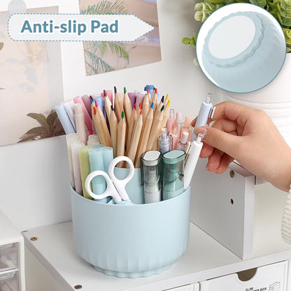 360 Degree Rotating Pencil Pen Holder for Desk, Dual-Purpose Desk Organizer, Rotating Pencil Cup with 5 Slots, Office Supplies, Desk Decor for Office, School, Home