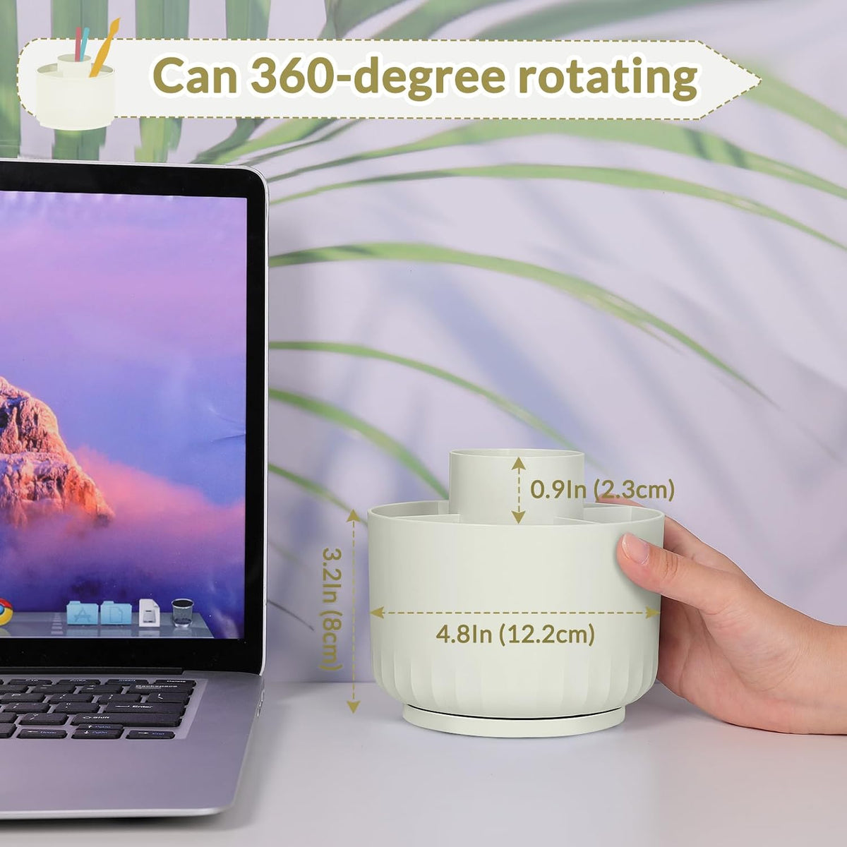 360 Degree Rotating Pencil Pen Holder for Desk, Dual-Purpose Desk Organizer, Rotating Pencil Cup with 5 Slots, Office Supplies, Desk Decor for Office, School, Home