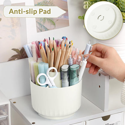 360 Degree Rotating Pencil Pen Holder for Desk, Dual-Purpose Desk Organizer, Rotating Pencil Cup with 5 Slots, Office Supplies, Desk Decor for Office, School, Home