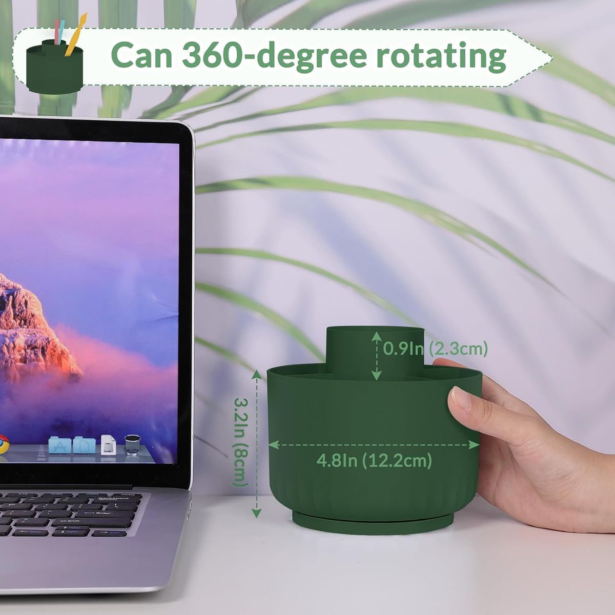 360 Degree Rotating Pencil Pen Holder for Desk, Dual-Purpose Desk Organizer, Rotating Pencil Cup with 5 Slots, Office Supplies, Desk Decor for Office, School, Home