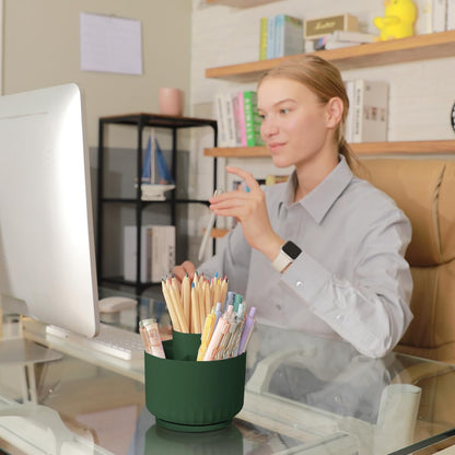 360 Degree Rotating Pencil Pen Holder for Desk, Dual-Purpose Desk Organizer, Rotating Pencil Cup with 5 Slots, Office Supplies, Desk Decor for Office, School, Home