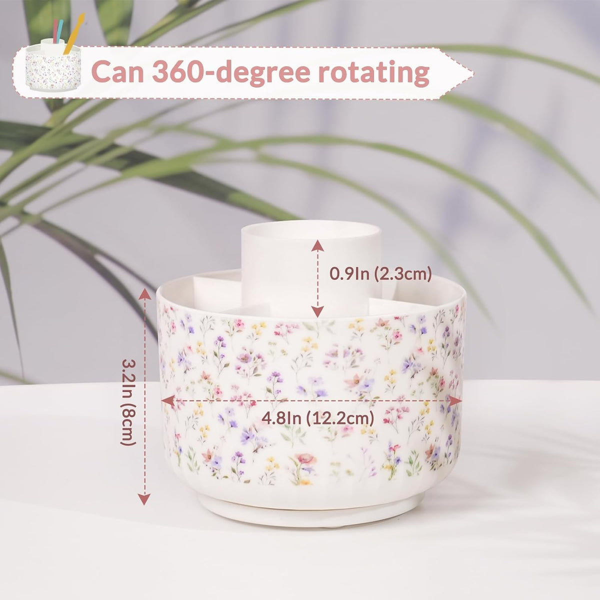 360 Degree Rotating Pencil Pen Holder for Desk, Dual-Purpose Desk Organizer, Rotating Pencil Cup with 5 Slots, Office Supplies, Desk Decor for Office, School, Home