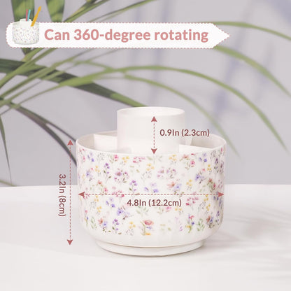 360 Degree Rotating Pencil Pen Holder for Desk, Dual-Purpose Desk Organizer, Rotating Pencil Cup with 5 Slots, Office Supplies, Desk Decor for Office, School, Home