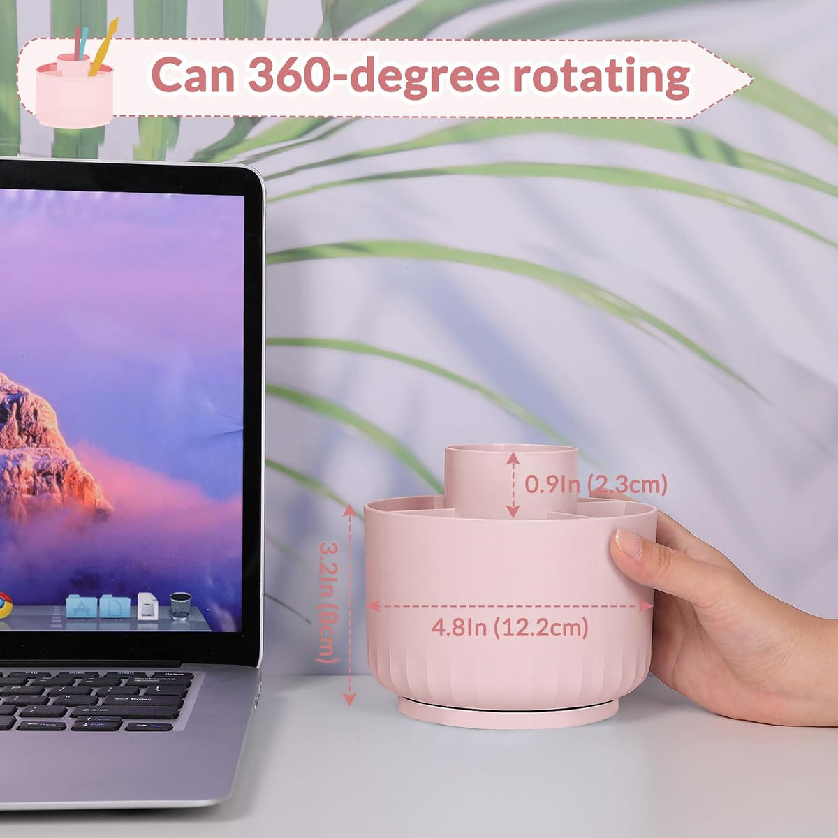 360 Degree Rotating Pencil Pen Holder for Desk, Dual-Purpose Desk Organizer, Rotating Pencil Cup with 5 Slots, Office Supplies, Desk Decor for Office, School, Home