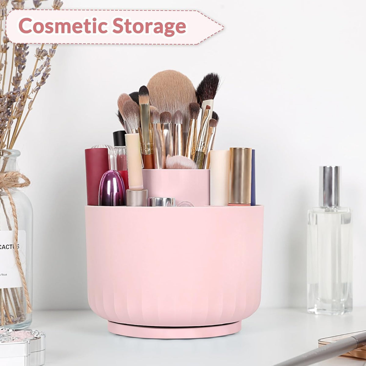 360 Degree Rotating Pencil Pen Holder for Desk, Dual-Purpose Desk Organizer, Rotating Pencil Cup with 5 Slots, Office Supplies, Desk Decor for Office, School, Home