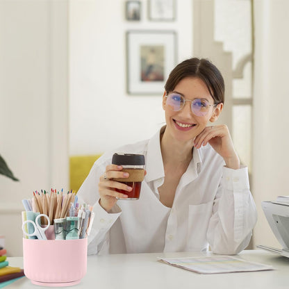 360 Degree Rotating Pencil Pen Holder for Desk, Dual-Purpose Desk Organizer, Rotating Pencil Cup with 5 Slots, Office Supplies, Desk Decor for Office, School, Home