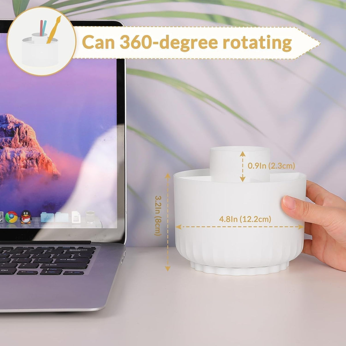 360 Degree Rotating Pencil Pen Holder for Desk, Dual-Purpose Desk Organizer, Rotating Pencil Cup with 5 Slots, Office Supplies, Desk Decor for Office, School, Home