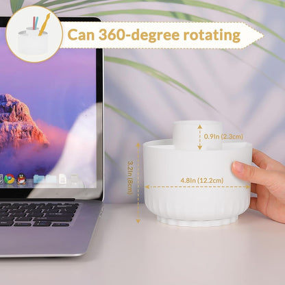 360 Degree Rotating Pencil Pen Holder for Desk, Dual-Purpose Desk Organizer, Rotating Pencil Cup with 5 Slots, Office Supplies, Desk Decor for Office, School, Home