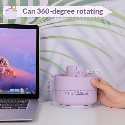 360 Degree Rotating Pencil Pen Holder for Desk, Dual-Purpose Desk Organizer, Rotating Pencil Cup with 5 Slots, Office Supplies, Desk Decor for Office, School, Home