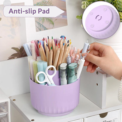 360 Degree Rotating Pencil Pen Holder for Desk, Dual-Purpose Desk Organizer, Rotating Pencil Cup with 5 Slots, Office Supplies, Desk Decor for Office, School, Home