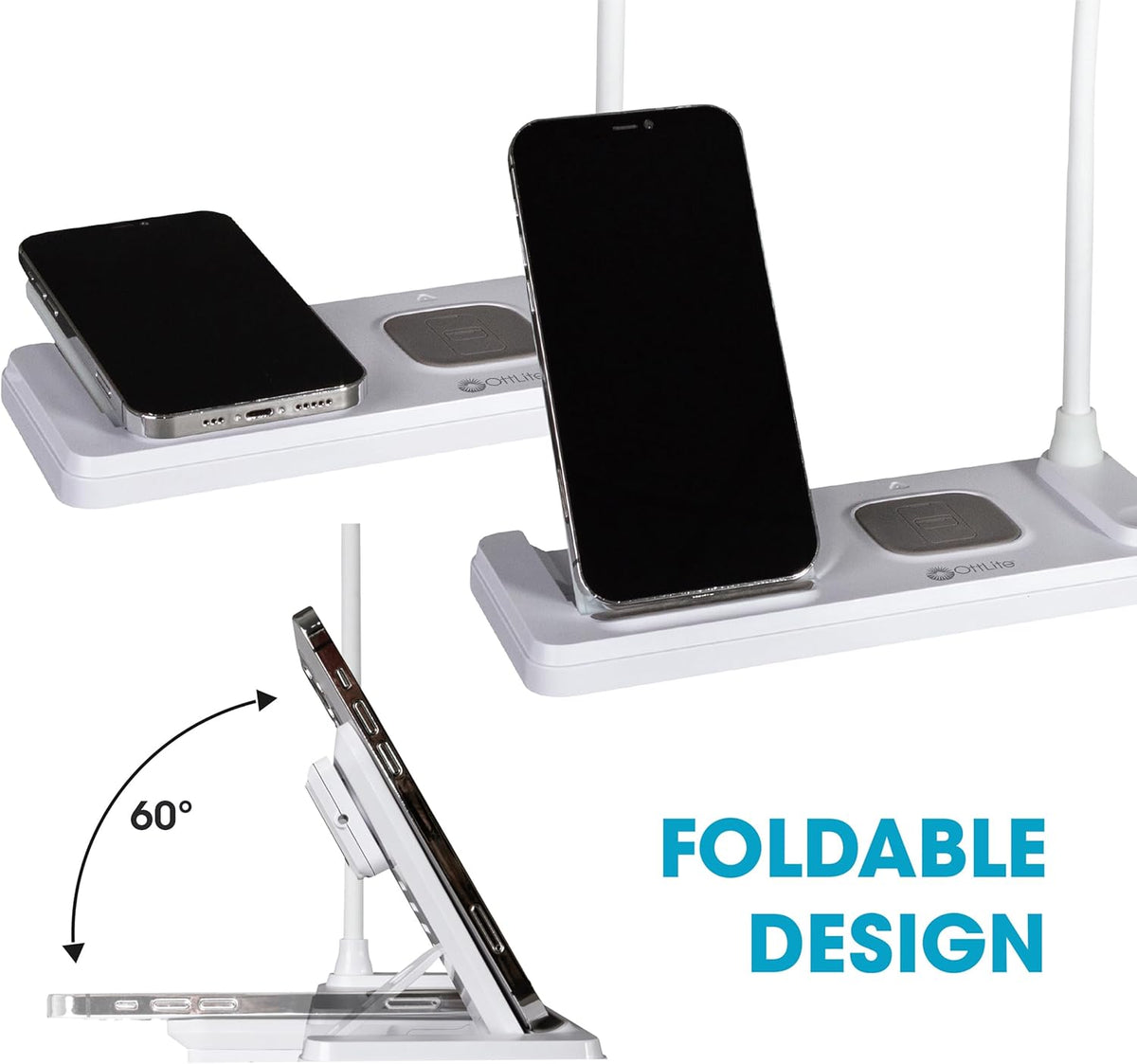 LED Desk Lamp with Multi-Device Wireless Charging Station, White