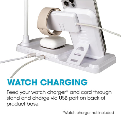 LED Desk Lamp with Multi-Device Wireless Charging Station, White