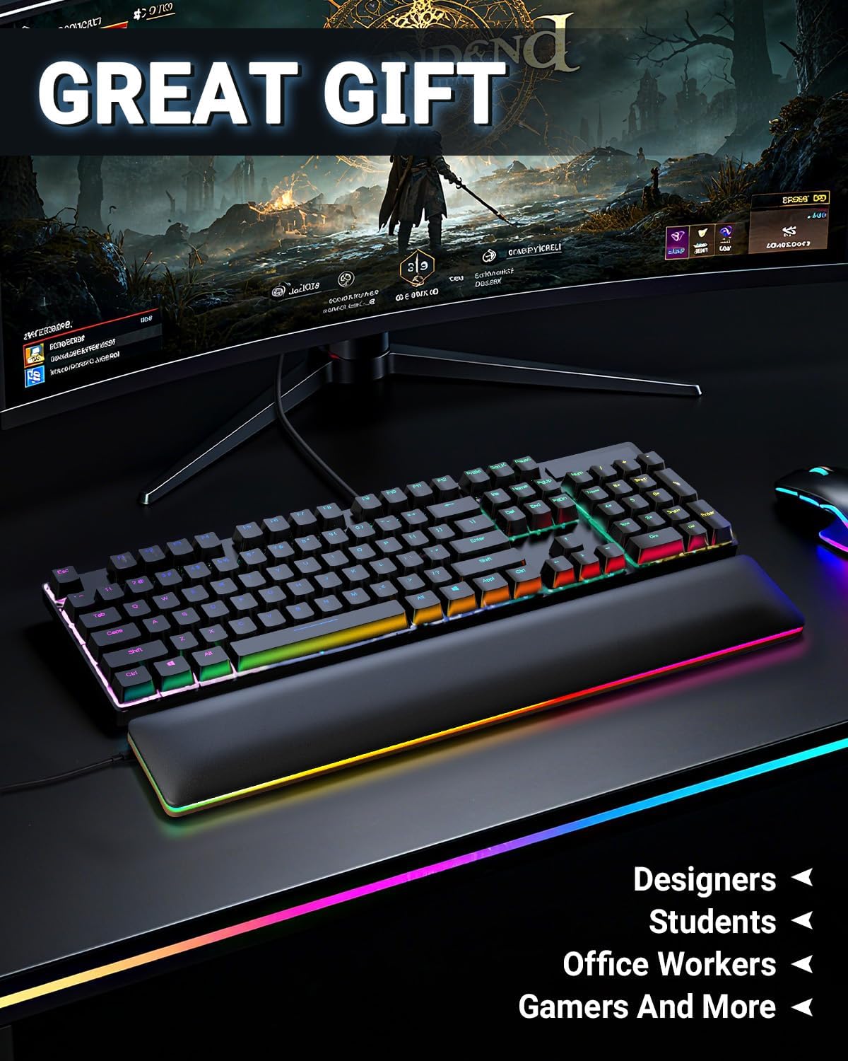 Keyboard Wrist Rest, Wooden Wrist Rest for Computer Keyboards