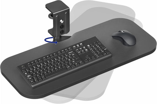 Black Clamp-on 23 x 10 in Rotating Keyboard Tray, MOUNT-KB04CB