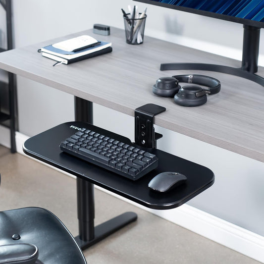 Black Clamp-on 23 x 10 in Rotating Keyboard Tray, MOUNT-KB04CB