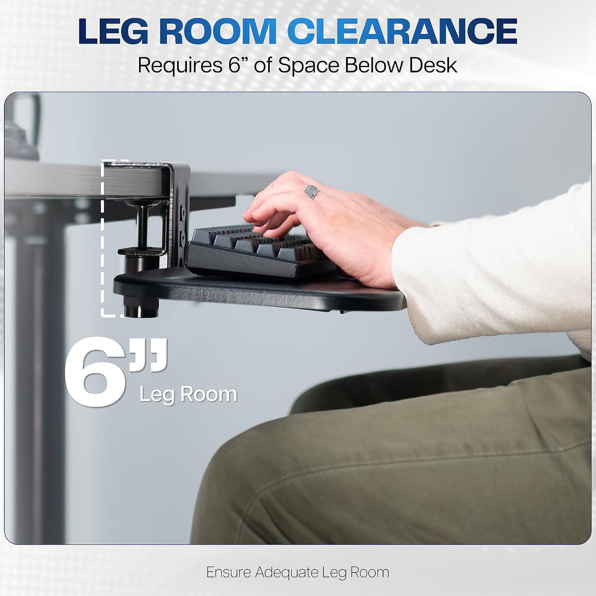 Black Clamp-on 23 x 10 in Rotating Keyboard Tray, MOUNT-KB04CB
