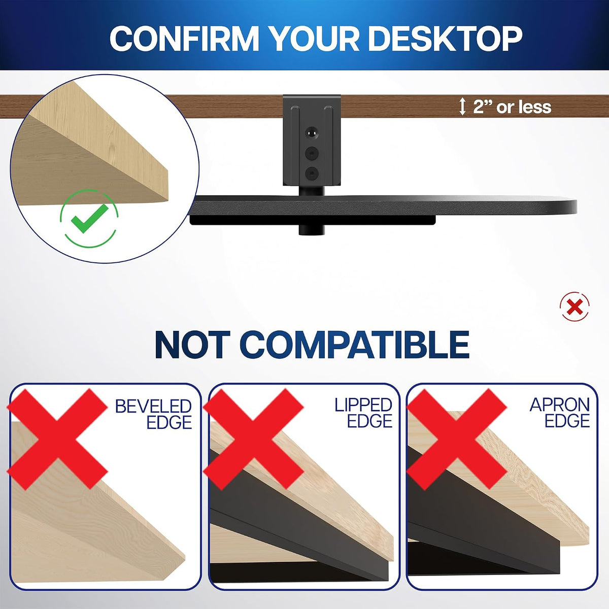 Black Clamp-on 23 x 10 in Rotating Keyboard Tray, MOUNT-KB04CB