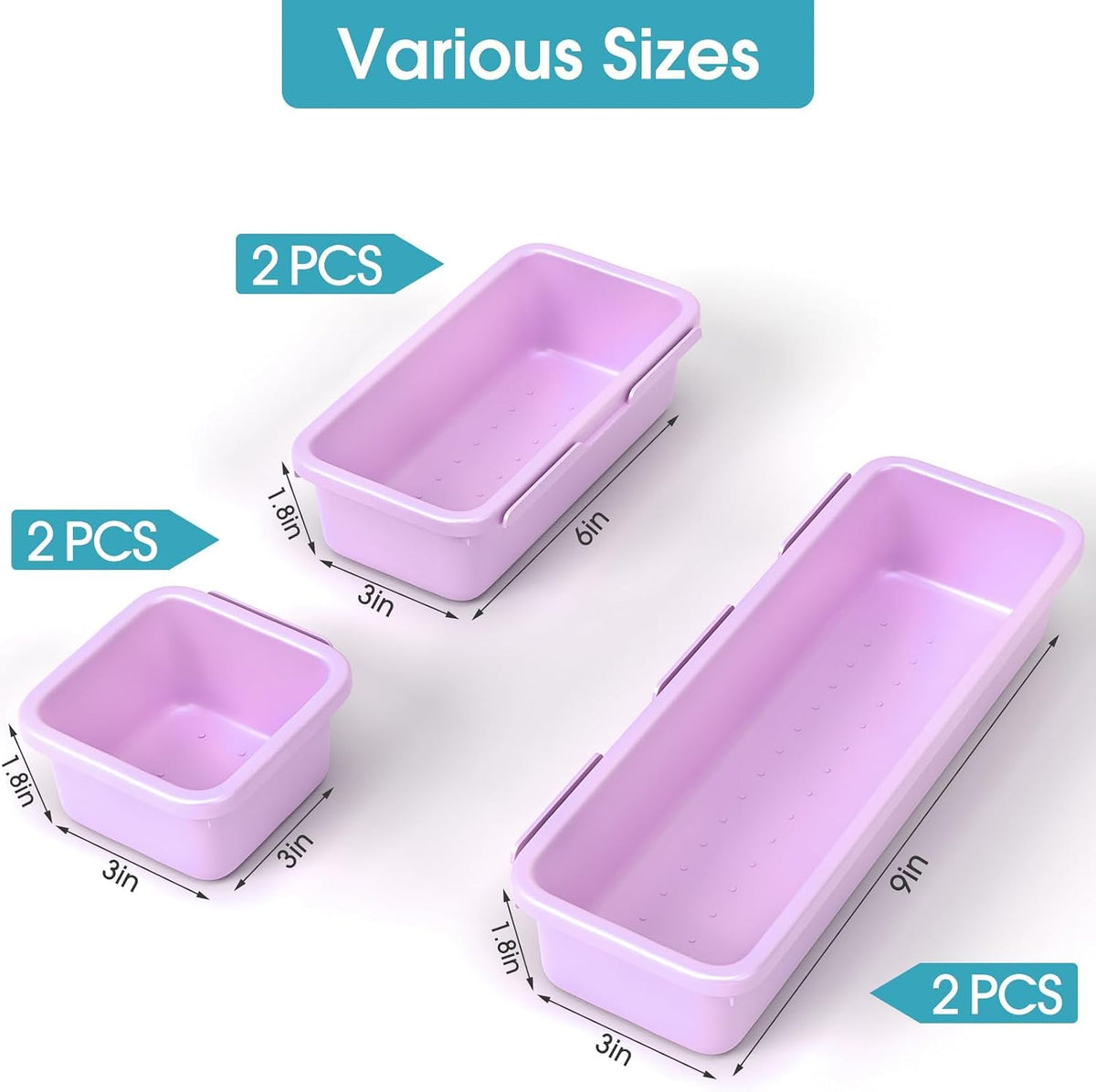10 PCS Drawer Organizer Set, 4 Size Makeup Drawer Divider Organizer With Non-Slip Pads, Interlocking Plastic Storage Bins for Office,Jewelry Vanity,Gadgets, Bathroom,Kitchen, Black