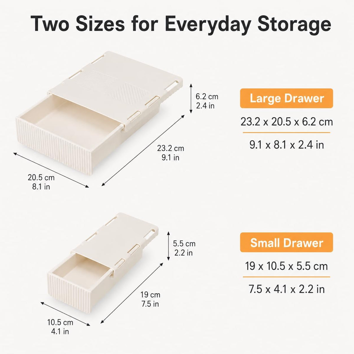 Under Desk Drawer Organizer, 2 Pack Self Adhesive Desk Storage Drawers