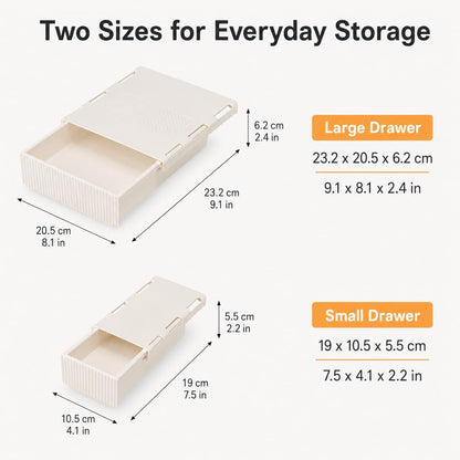 Under Desk Drawer Organizer, 2 Pack Self Adhesive Desk Storage Drawers