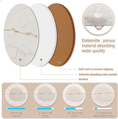 Acejoz Drink Coasters with Holder for Coffee Table, Absorbent Coaster Set of 6, Marble Style Ceramic Coaster for Wooden Table, Suitable for Kinds of Cups, Home Decor, 4 Inches