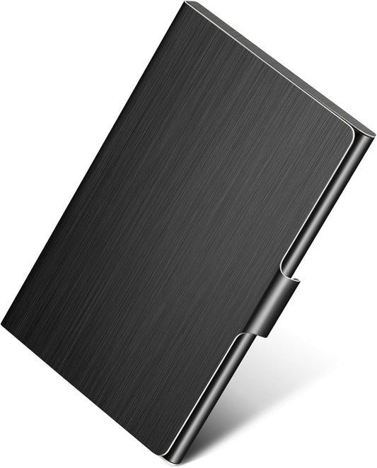 Stainless Steel Business Card Holder, Slim Card Case, Black