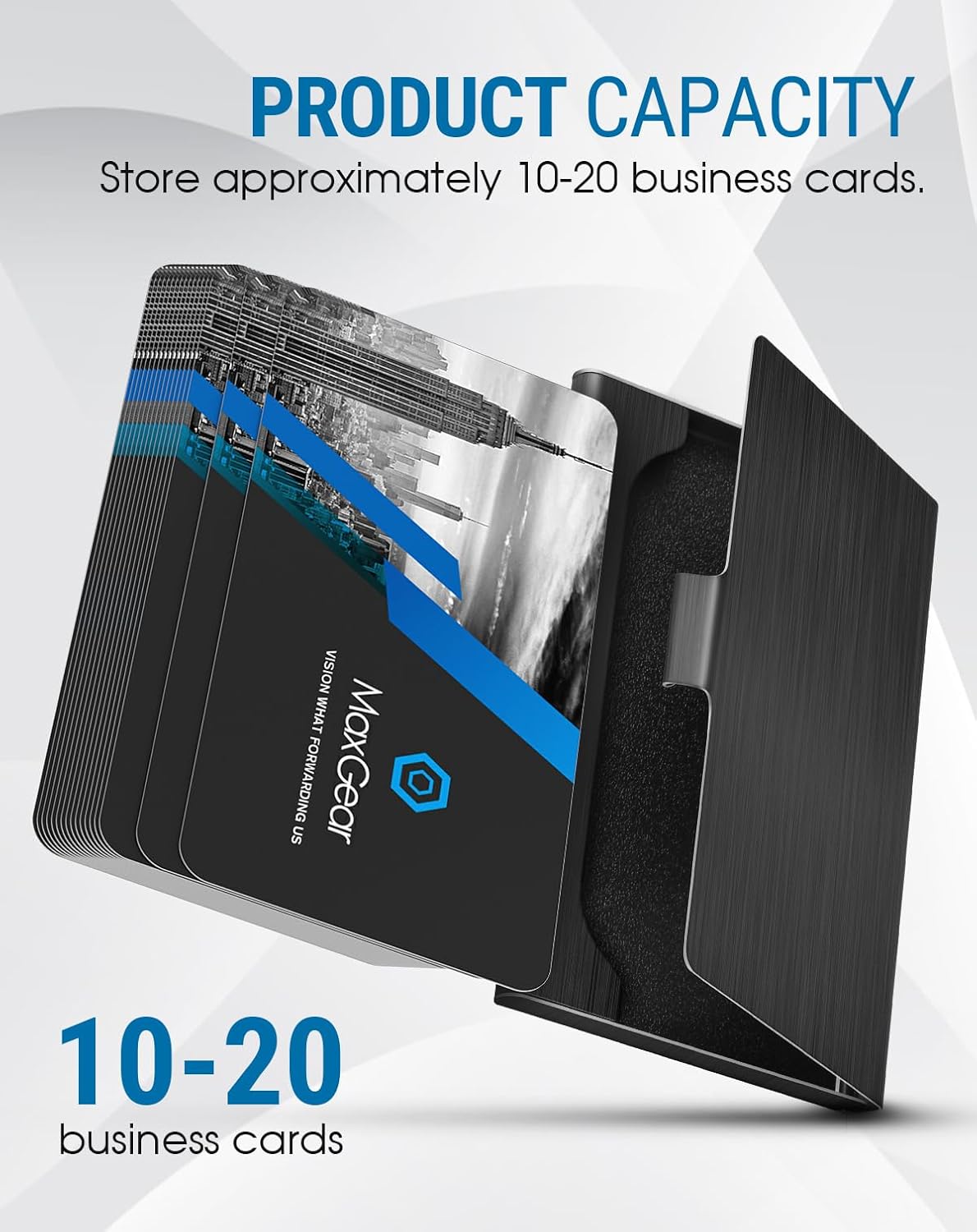 Stainless Steel Business Card Holder, Slim Card Case, Black
