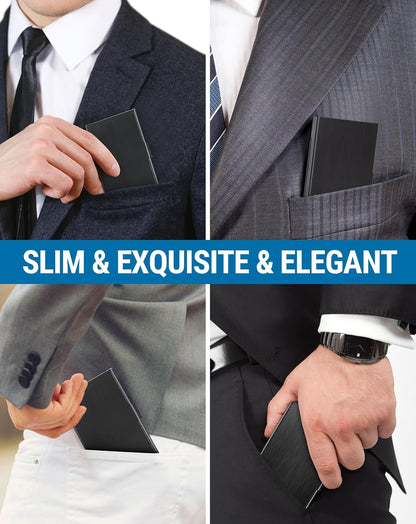 Stainless Steel Business Card Holder, Slim Card Case, Black