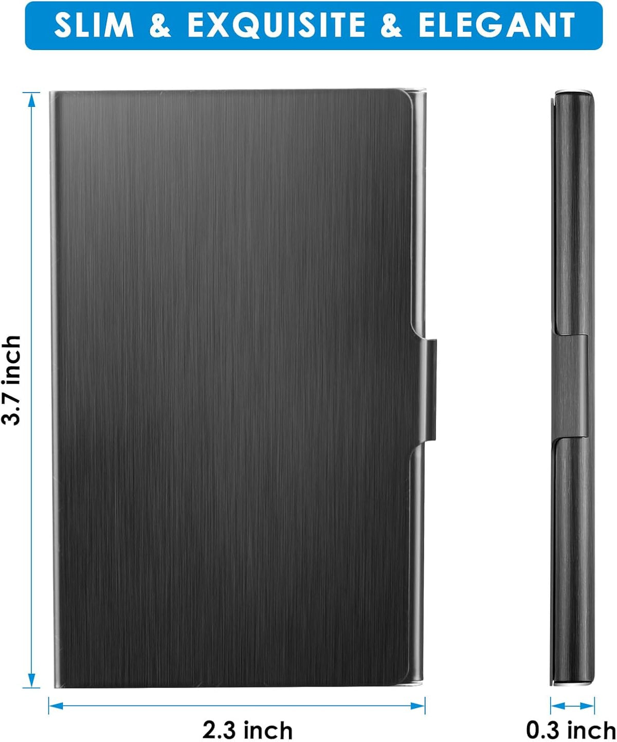 Stainless Steel Business Card Holder, Slim Card Case, Black