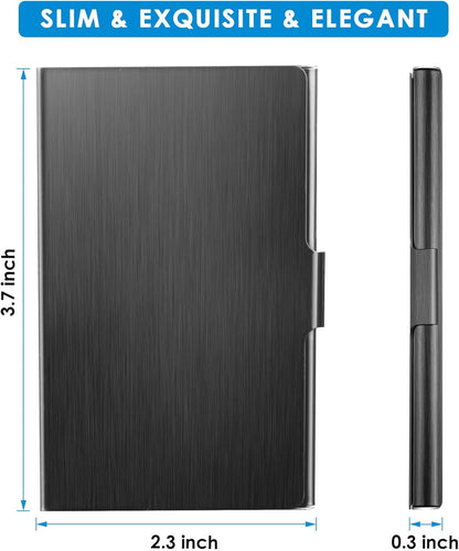 Stainless Steel Business Card Holder, Slim Card Case, Black