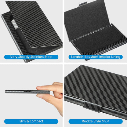 Stainless Steel Business Card Holder, Slim Card Case, Black