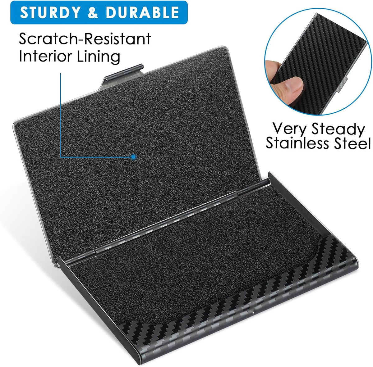 Stainless Steel Business Card Holder, Slim Card Case, Black
