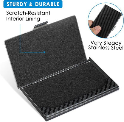 Stainless Steel Business Card Holder, Slim Card Case, Black