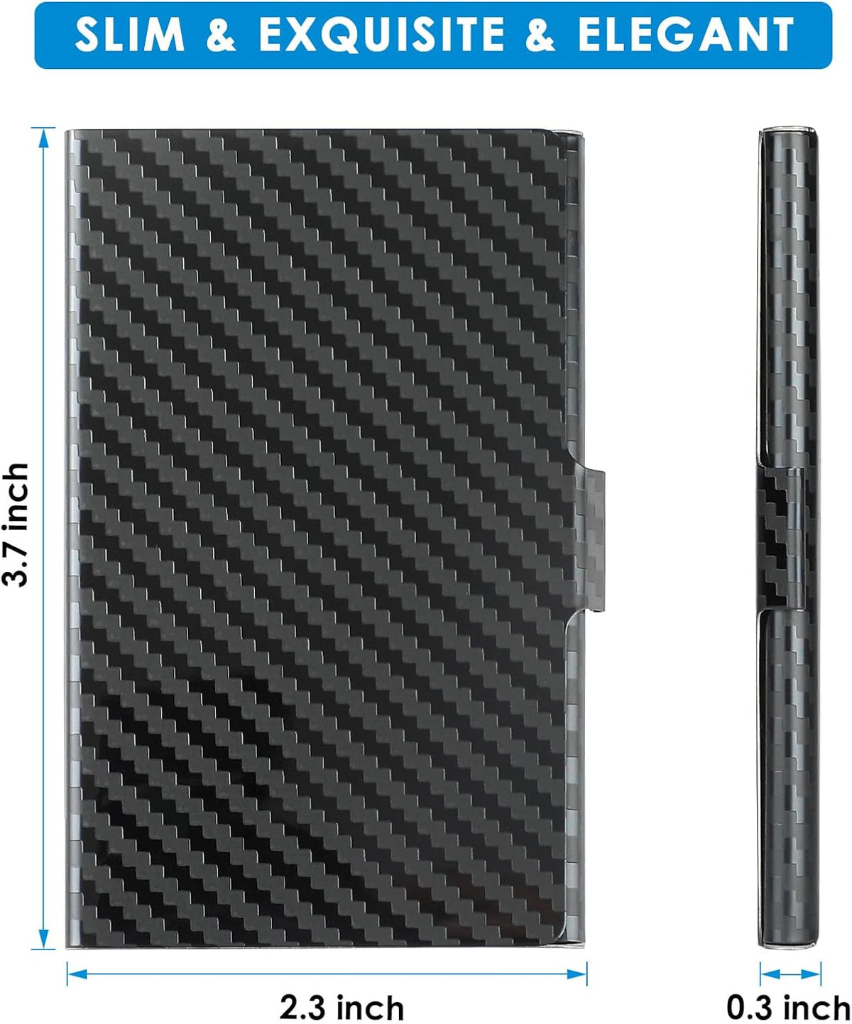 Stainless Steel Business Card Holder, Slim Card Case, Black