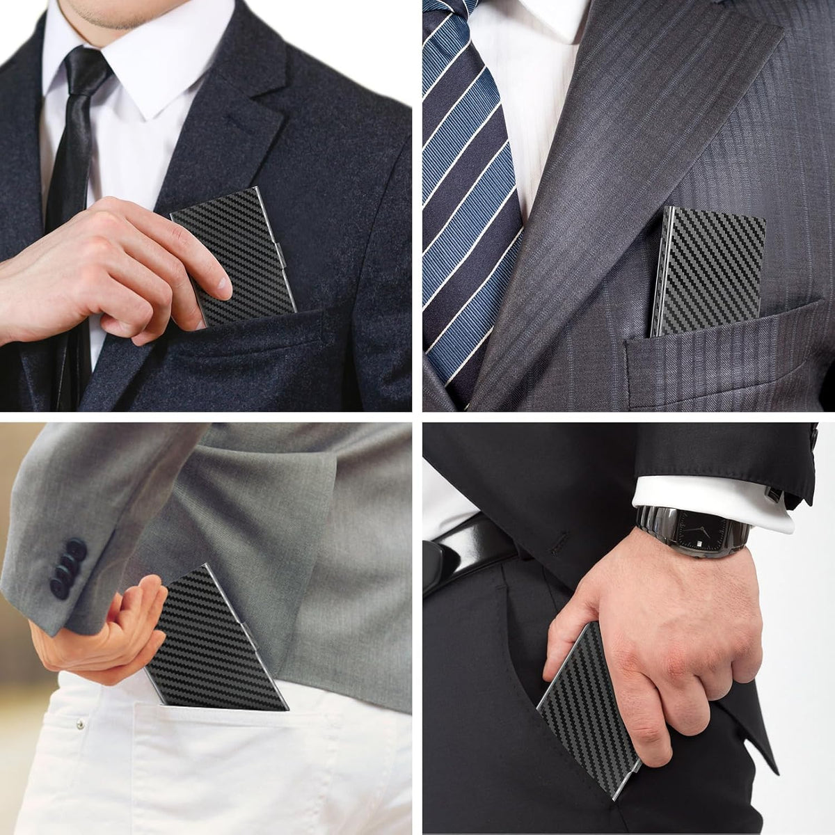 Stainless Steel Business Card Holder, Slim Card Case, Black