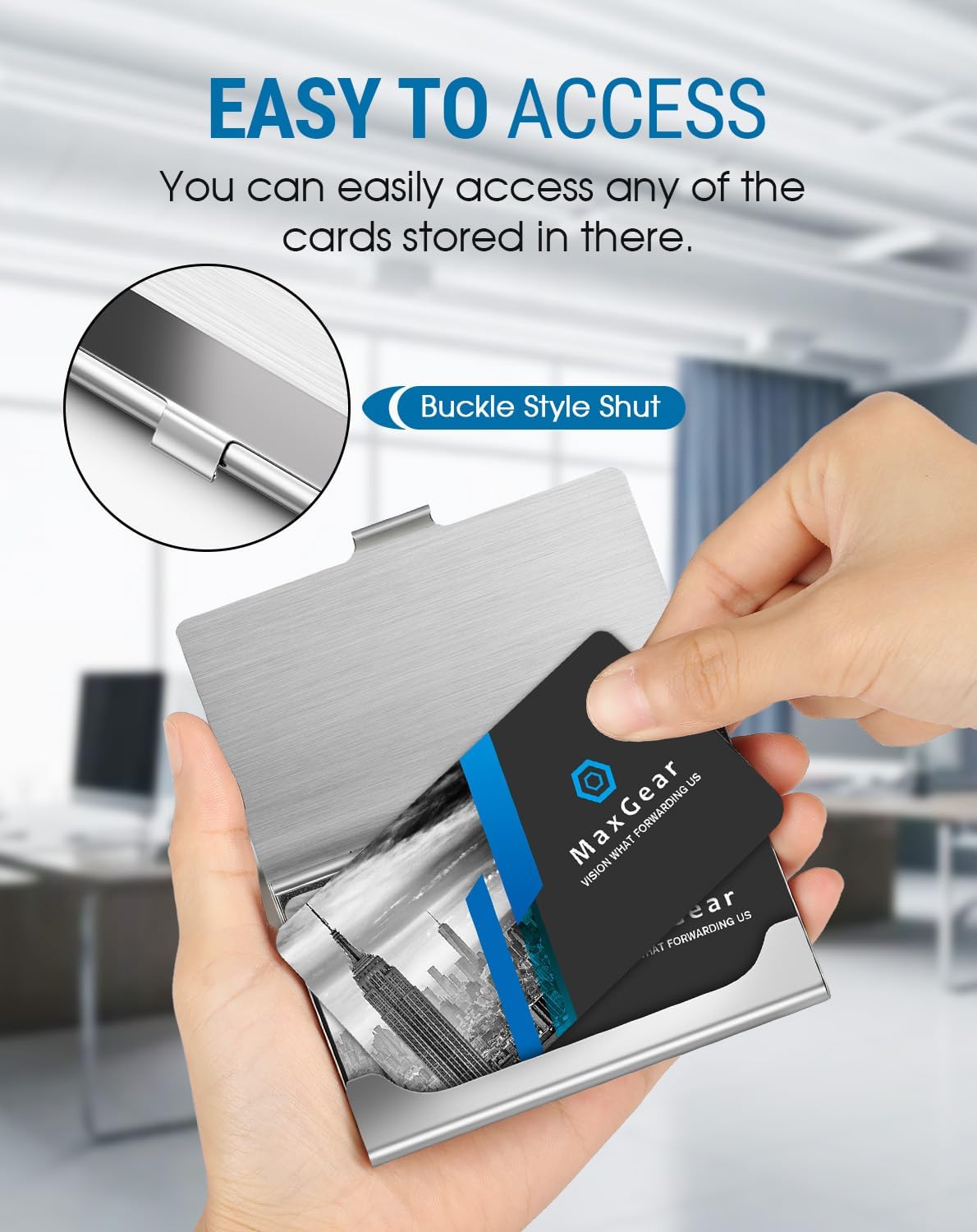 Stainless Steel Business Card Holder, Slim Card Case, Black