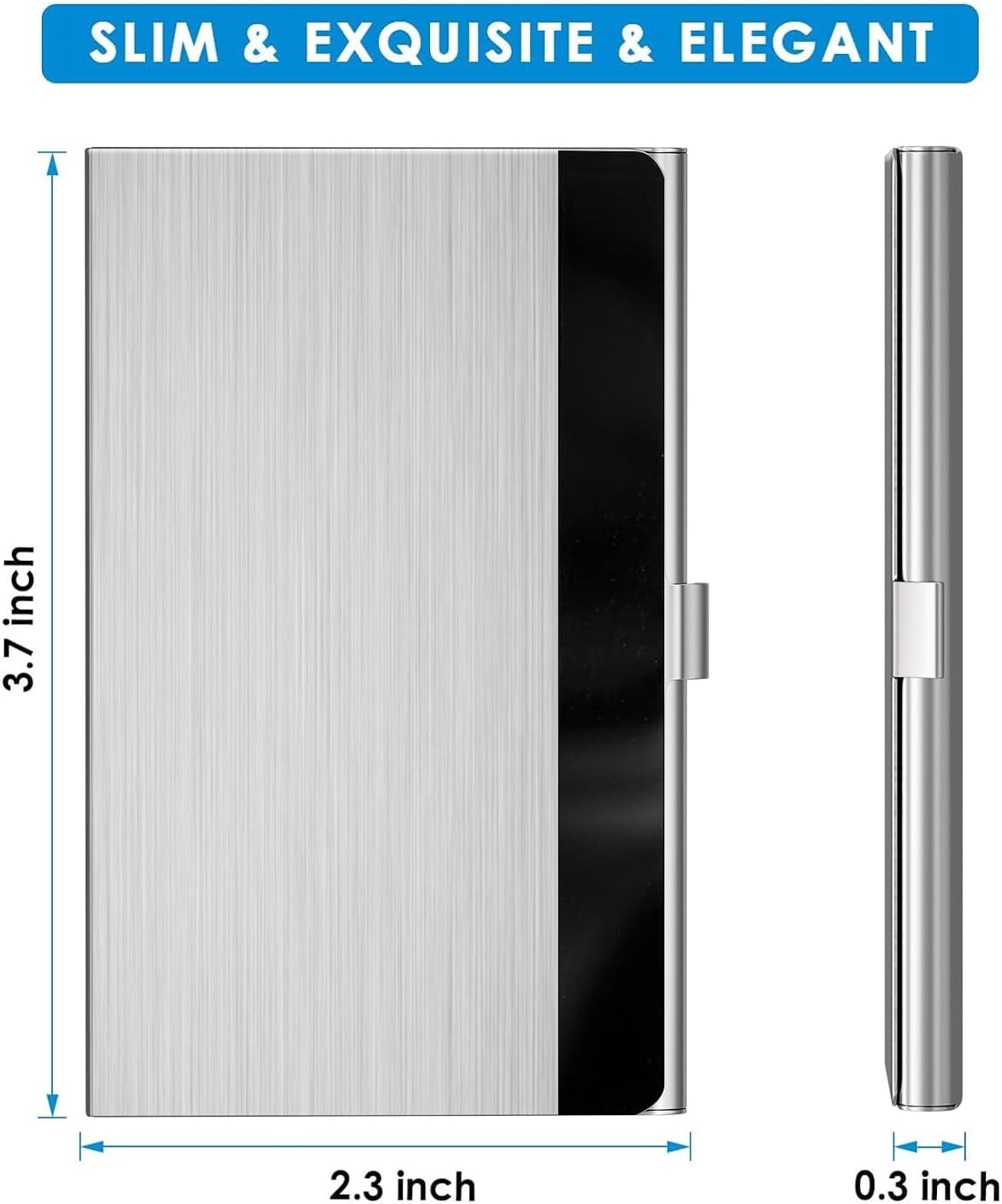 Stainless Steel Business Card Holder, Slim Card Case, Black