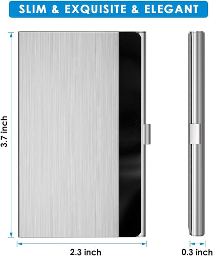 Stainless Steel Business Card Holder, Slim Card Case, Black