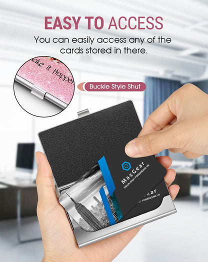 Stainless Steel Business Card Holder, Slim Card Case, Black