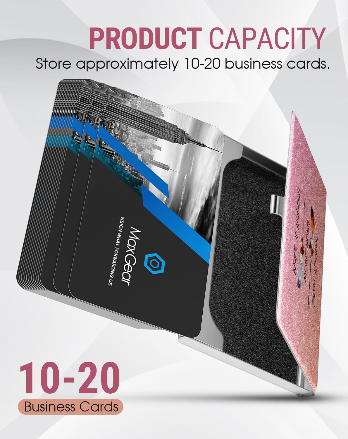 Stainless Steel Business Card Holder, Slim Card Case, Black