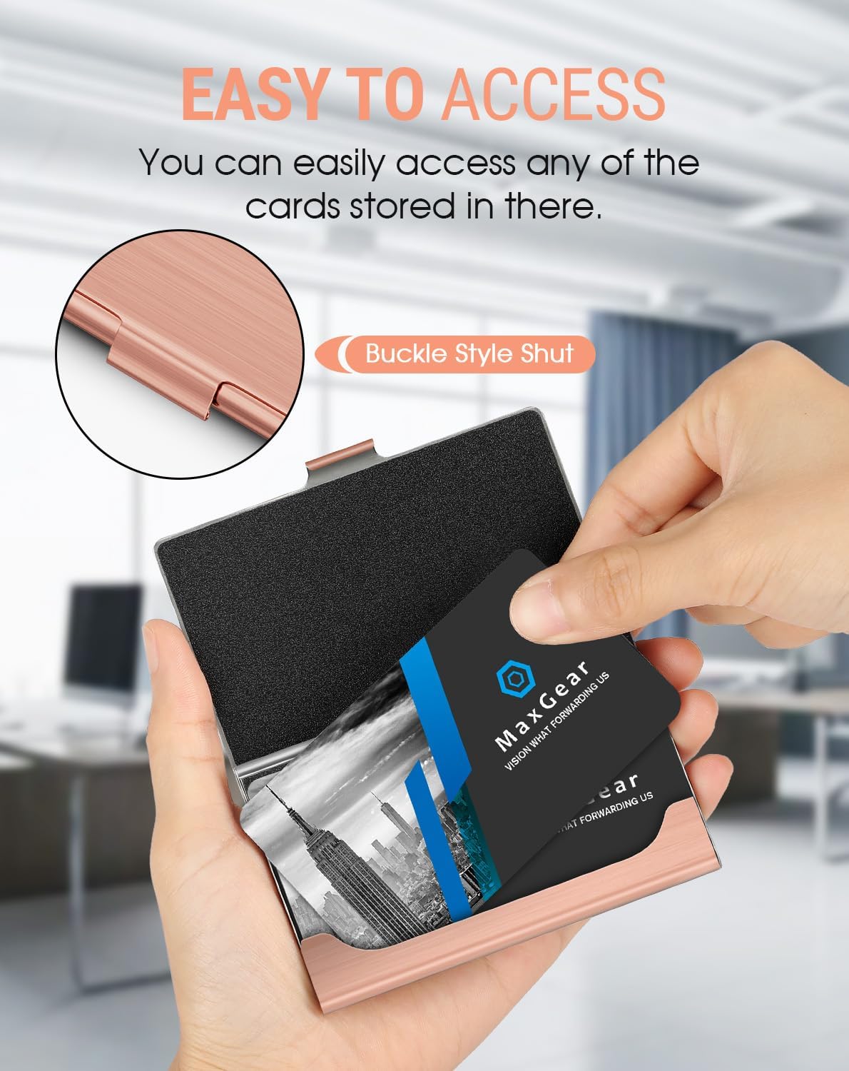 Stainless Steel Business Card Holder, Slim Card Case, Black