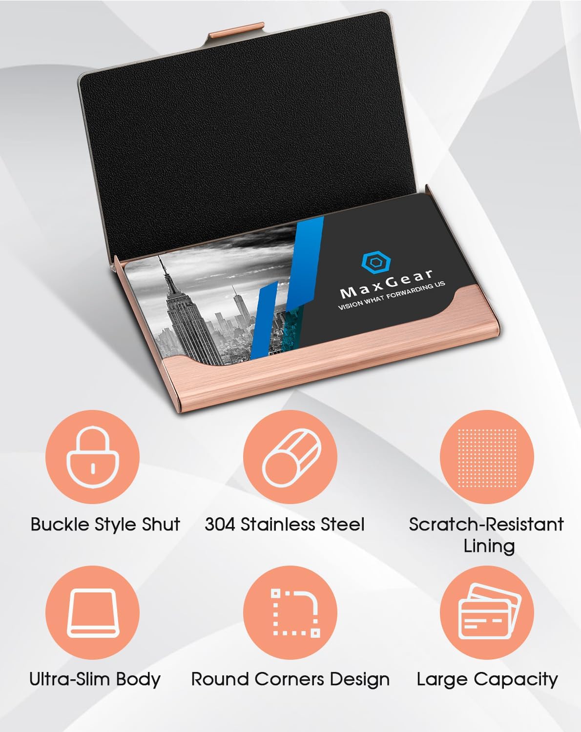 Stainless Steel Business Card Holder, Slim Card Case, Black