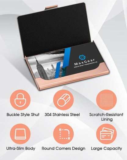 Stainless Steel Business Card Holder, Slim Card Case, Black