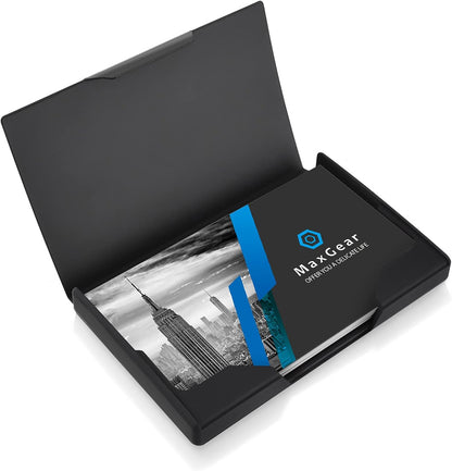 Stainless Steel Business Card Holder, Slim Card Case, Black