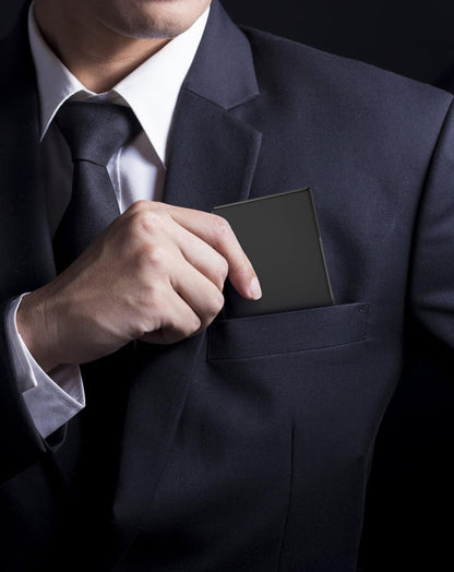 Stainless Steel Business Card Holder, Slim Card Case, Black