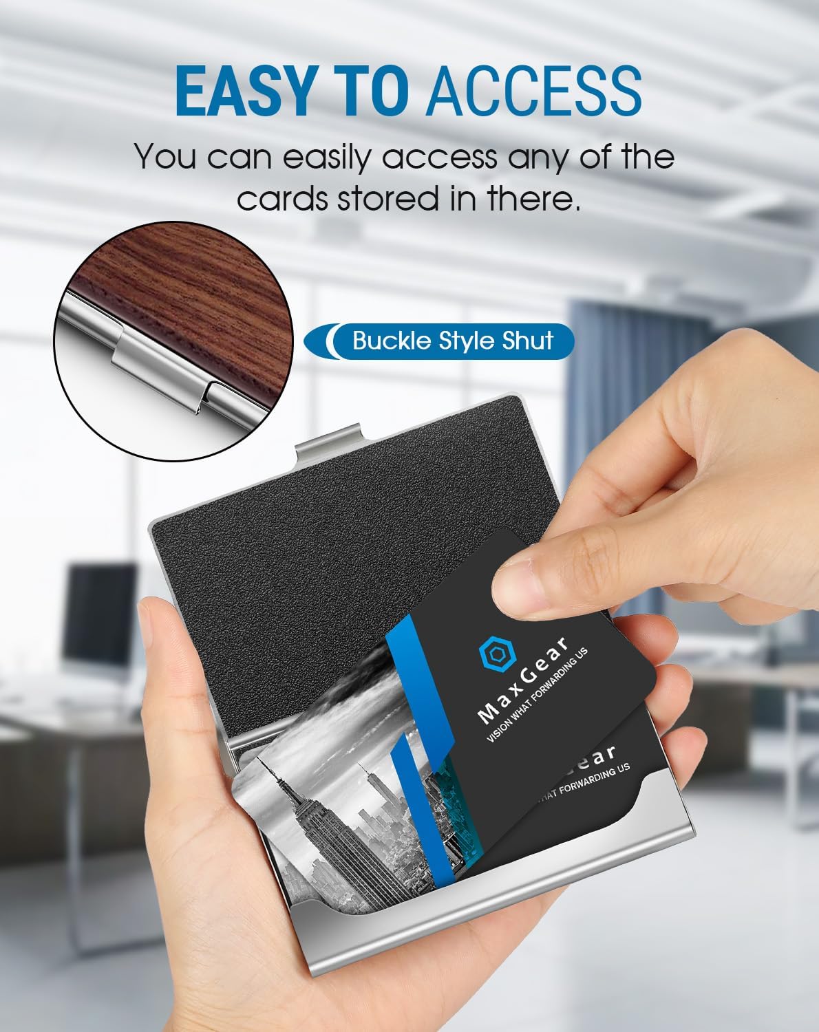 Stainless Steel Business Card Holder, Slim Card Case, Black