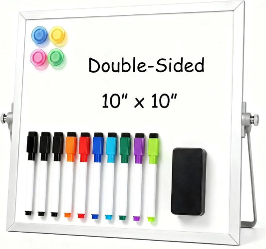 Small Desk Dry Erase Board with Stand 10" x 10"